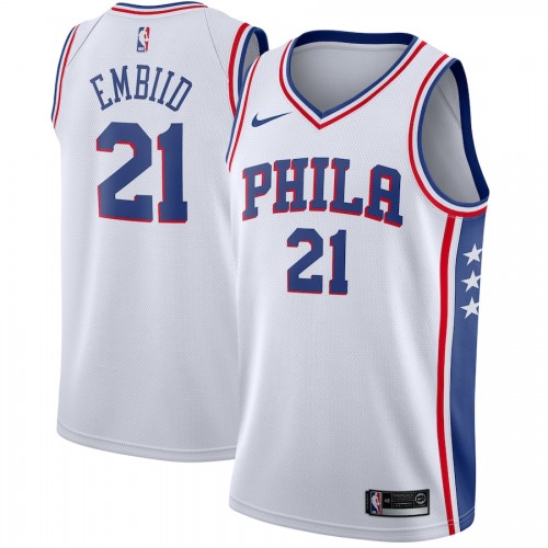 Men's Philadelphia 76ers Joel Embiid #21 White Swingman Jersey - Association Edition