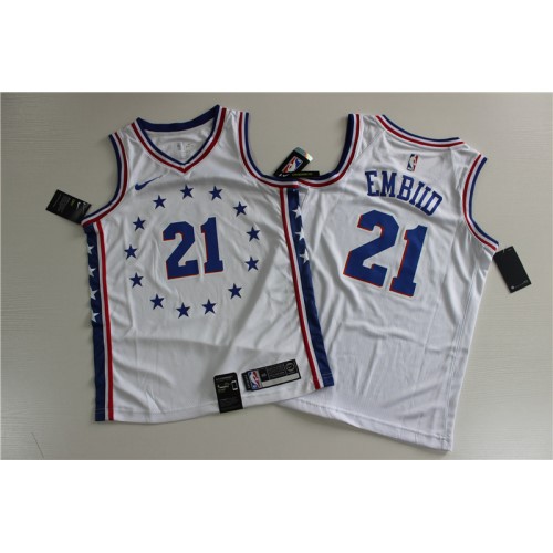 Men's Philadelphia 76ers Joel Embiid #21 White Swingman Jersey - City Edition