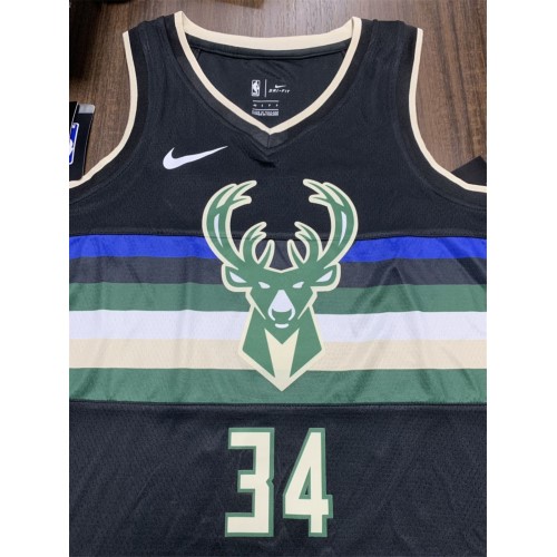 Men's Milwaukee Bucks Giannis Antetokounmpo #34 Black 2020 Swingman Jersey - Statement Edition