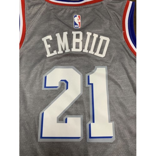 Men's Philadelphia 76ers Joel Embiid #21 Gray Swingman Jersey - City Edition