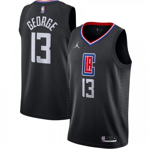 Men's LA Clippers Paul George #13 Jordan Black 202021 Swingman Jersey - Statement Edition