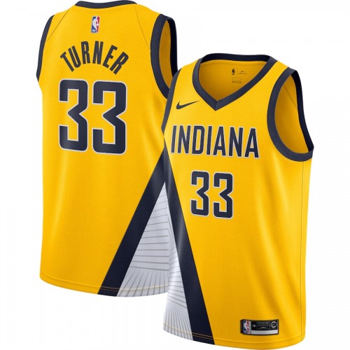 Men's Indiana Pacers Myles Turner #33 Nike Gold Finished Swingman Jersey - Statement Edition