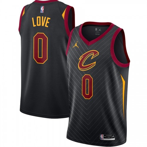 Men's Cleveland Cavaliers Kevin Love #0 Jordan Black 2020/21 Swingman Jersey - Statement Edition