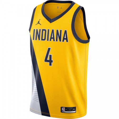 Men's Indiana Pacers Victor Oladipo #4 Jordan Gold 202021 Swingman Jersey - Statement Edition