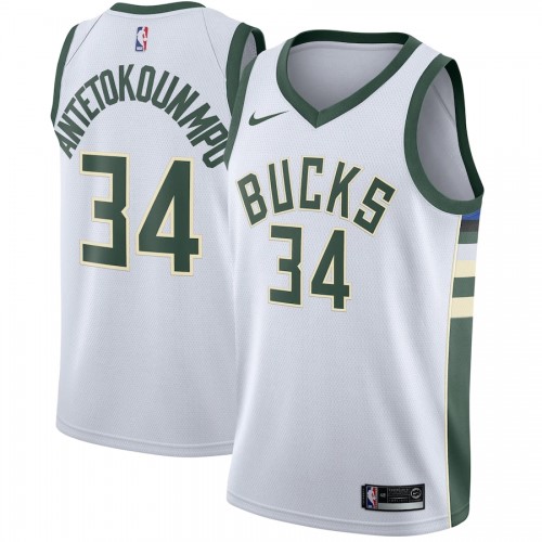 Men's Milwaukee Bucks Giannis Antetokounmpo #34 White Swingman Jersey - Association Edition