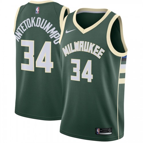 Men's Milwaukee Bucks Giannis Antetokounmpo #34 Green Swingman Jersey - Icon Edition