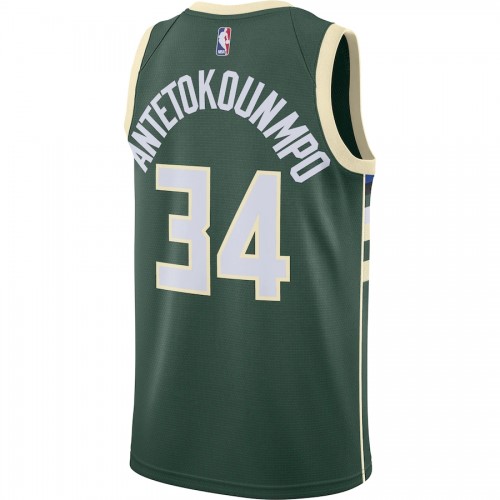 Men's Milwaukee Bucks Giannis Antetokounmpo #34 Green Swingman Jersey - Icon Edition