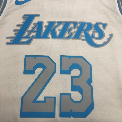 Men's Los Angeles Lakers LeBron James #23 Nike White 2020/21 Swingman Jersey - City Edition