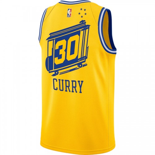 Men's Golden State Warriors Curry #30 Yellow Classics Finished Swingman Jersey -City Classic Edition