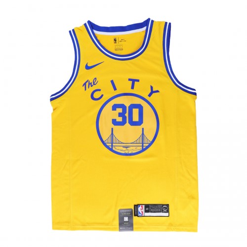 Men's Golden State Warriors Curry #30 Yellow Classics Finished Swingman Jersey -City Classic Edition