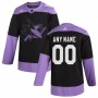 Men's San Jose Sharks adidas Black Hockey Fights Cancer Custom Practice Jersey