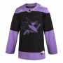 Men's San Jose Sharks adidas Black Hockey Fights Cancer Custom Practice Jersey