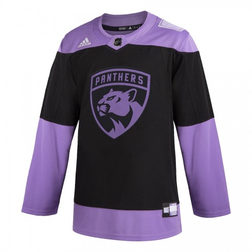 Men's Florida Panthers adidas Black Hockey Fights Cancer Custom Practice Jersey