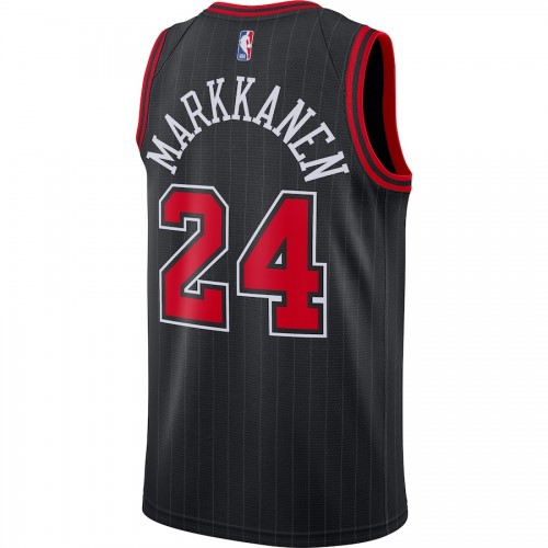 Men's Chicago Bulls Lauri Markkanen #24 Jordan Black 2020/21 Swingman Jersey-Statement Edition