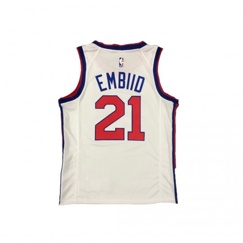 Men's Philadelphia 76ers Joel Embiid #21 White Hardwood Classics Finished Swingman Jersey