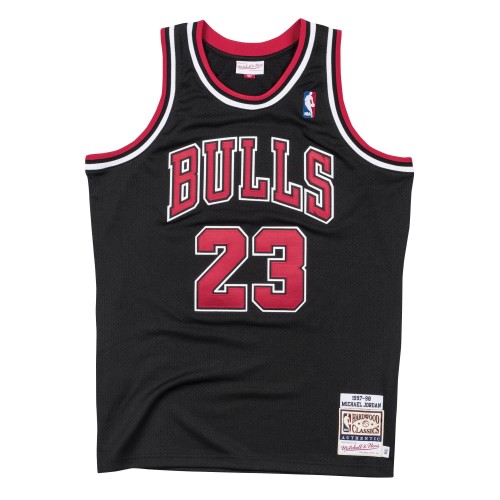 Men's Chicago Bulls Michael Jordan #23 Throwback Mitchell & Ness Black 1997-98 Hardwood Classics Player Jersey