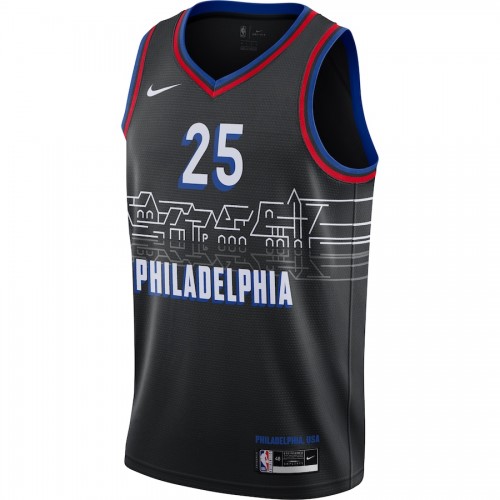 Men's Philadelphia 76ers Ben Simmons #25 Nike Black 2020/21 Swingman Player Jersey–City Edition