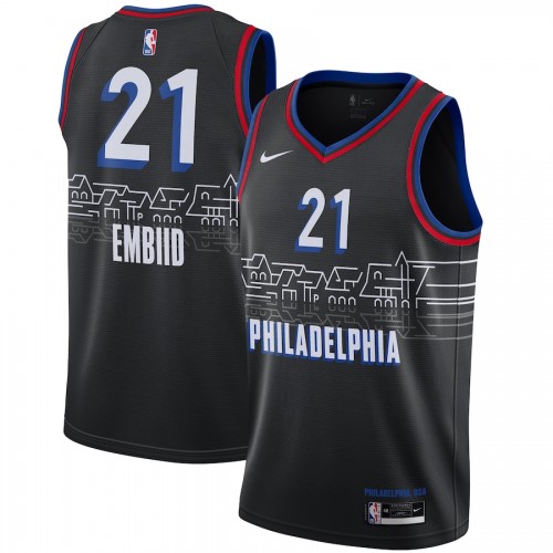 Men's Philadelphia 76ers Joel Embiid #21 Nike Black 2020/21 Swingman Player Jersey – City Edition