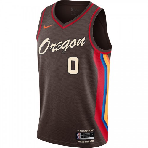 Men's Portland Trail Blazers Damian Lillard #0 Nike Brown 20/21 Swingman Player Jersey–City Edition