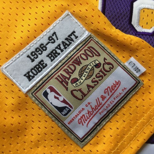 Men's Los Angeles Lakers Kobe Bryant #8 Throwback Mitchell & Ness Yellow 1996-97 Hardwood Classics Jersey