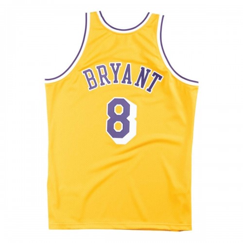 Men's Los Angeles Lakers Kobe Bryant #8 Throwback Mitchell & Ness Yellow 1996-97 Hardwood Classics Jersey