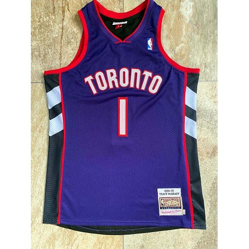 Men's Toronto Raptors Tracy McGrady #1 Throwback Mitchell & Ness Purple 99-00 Hardwood Classics Jersey