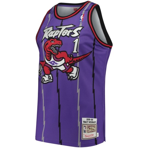 Men's Toronto Raptors Tracy McGrady #1 Throwback Mitchell & Ness Purple 98-99 Hardwood Classics Jersey