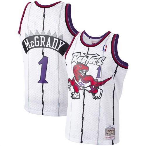 Men's Toronto Raptors Tracy McGrady #1 Mitchell&Ness White 1998-99 Hardwood Classics Swingman Jersey