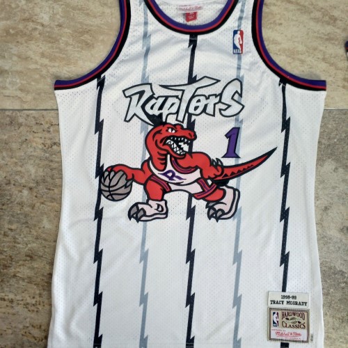 Men's Toronto Raptors Tracy McGrady #1 Mitchell&Ness White 1998-99 Hardwood Classics Swingman Jersey