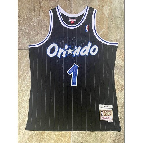 Men's Orlando Magic Anfernee Hardaway #1 Throwback Mitchell & Ness Black 94-95 Hardwood Classics Jersey