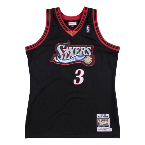 Men's Philadelphia 76ers Allen Iverson #3 Throwback Mitchell & Ness Black 1997-98 Hardwood Classics Jersey