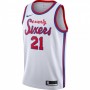 Men's Philadelphia 76ers Joel Embiid #21 White Hardwood Classics Finished Swingman Jersey