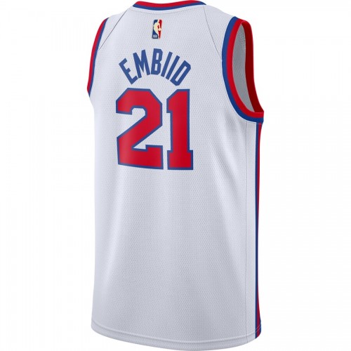 Men's Philadelphia 76ers Joel Embiid #21 White Hardwood Classics Finished Swingman Jersey