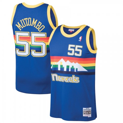 Men's Denver Nuggets Dikembe Mutombo #55 Mitchell&Ness Blue 91-92 Hardwood Classics Swingman Jersey