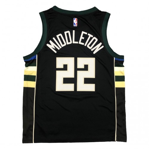 Men's Milwaukee Bucks Khris Middleton #22 Nike Black Swingman Jersey - Statement Edition