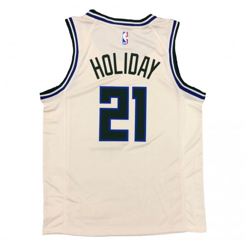 Men's Milwaukee Bucks Jrue Holiday #21 Nike White Cream Swingman Jersey - City Edition