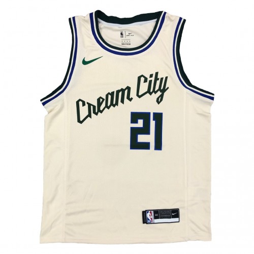 Men's Milwaukee Bucks Jrue Holiday #21 Nike White Cream Swingman Jersey - City Edition