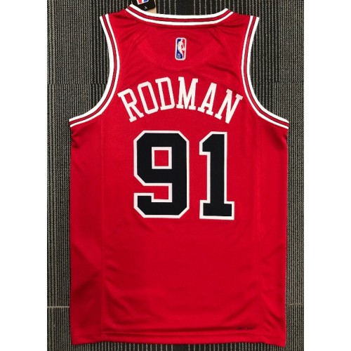 Men's Chicago Bulls Dennis Rodman #91 Nike Red 2021 Swingman NBA Jersey - Icon Edition