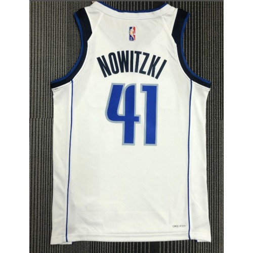 Men's Dallas Mavericks Dirk Nowitzki #41 Nike White 2021/22 Swingman NBA Jersey - Icon Edition