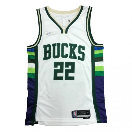 Men's Milwaukee Bucks Khris Middleton #22 Nike White 2021/22 Swingman NBA Jersey - City Edition