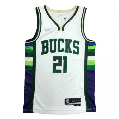 Men's Milwaukee Bucks Jrue Holiday #21 Nike White 2021/22 Swingman NBA Jersey - City Edition