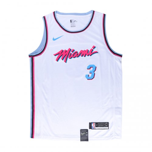 Men's Miami Heat Dwyane Wade #3 White 19-20 Swingman Jersey - City  Edition(Round Collar)