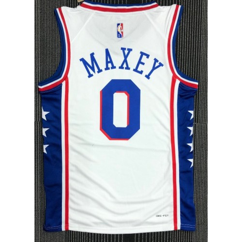 Men's Philadelphia 76ers Tyrese Maxey #0 Nike White 2021/22 Swingman NBA Jersey - Icon Edition