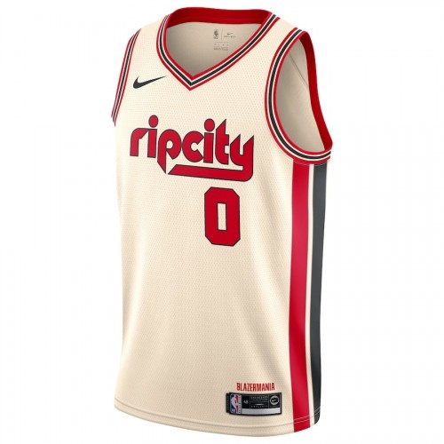 Men's Portland Trail Blazers Damian Lillard Nike Cream 2019/20 Swingman Jersey - City Edition