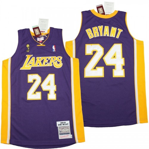 Men's Los Angeles Lakers Road Final Kobe Bryant #24 Throwback Mitchell & Ness Purple 08-09 Hardwood Jersey