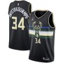 Men's Milwaukee Bucks Antetokounmpo #34 Jordan Black 20/21 Swingman Jersey - Statement Edition