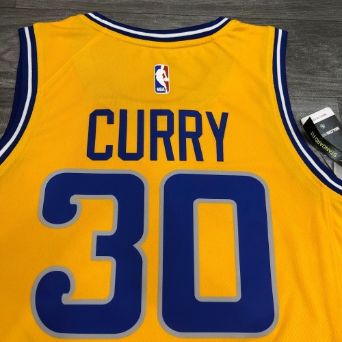 Men's Golden State Warriors Stephen Curry #30 Nike Yellow Hardwood Classic Swingman Jersey