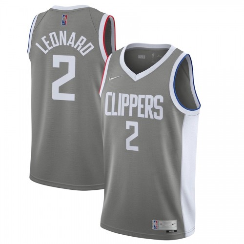 Men's LA Clippers Kawhi Leonard #2 Nike Gray 2020/21 Swingman Player Jersey - Earned Edition