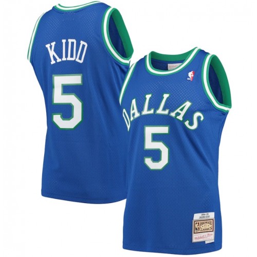 Men's Dallas Mavericks Jason Kidd #5 Throwback Mitchell & Ness Blue 1994-95 Hardwood Classics Jersey