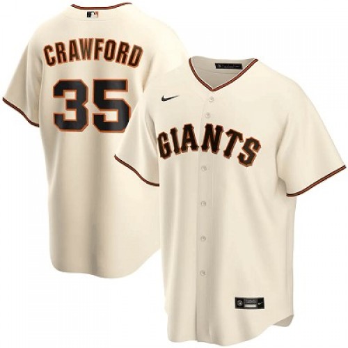 Men's San Francisco Giants Brandon Crawford #35 Nike Cream Home 2020 Jersey